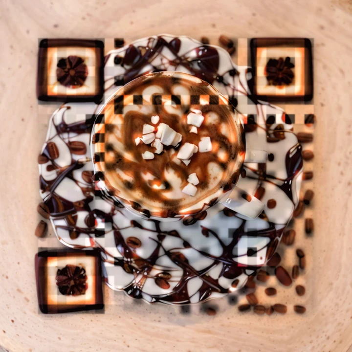 Corner Roastery: an AI art QR code in the Classic (no AI) style