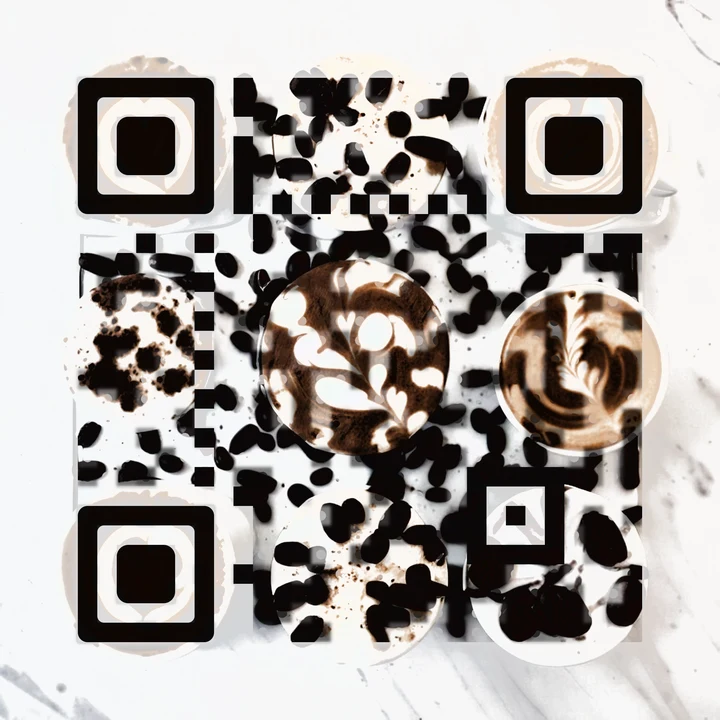 Corner Roastery: an AI art QR code in the Coffee bar style
